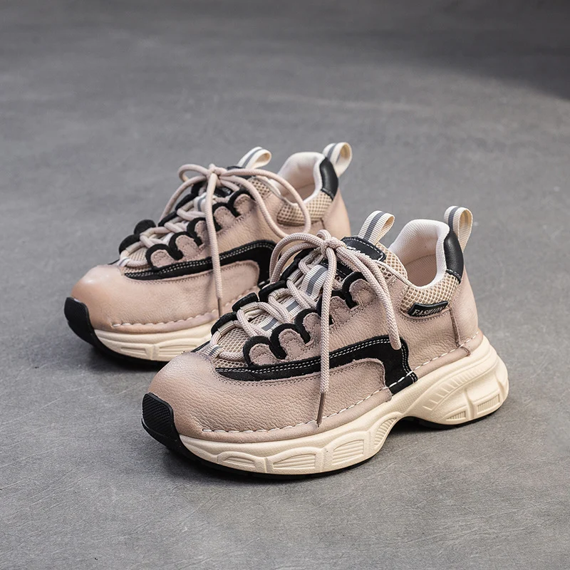 Women Fashion Quilted Leather Thick Soled Casual Sneakers