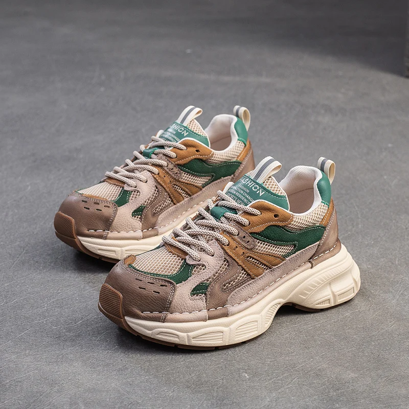 Women Fashion Color Matching Breathable Thick Soled Sneakers