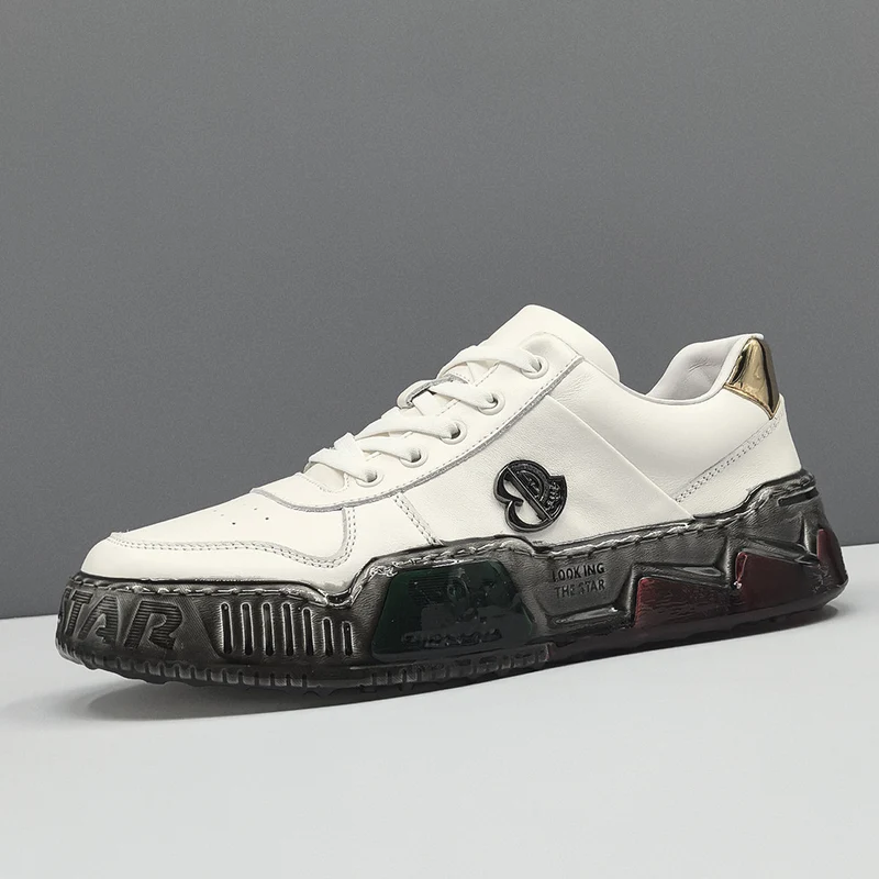 Men Stylish Leather Flat Casual Sneakers