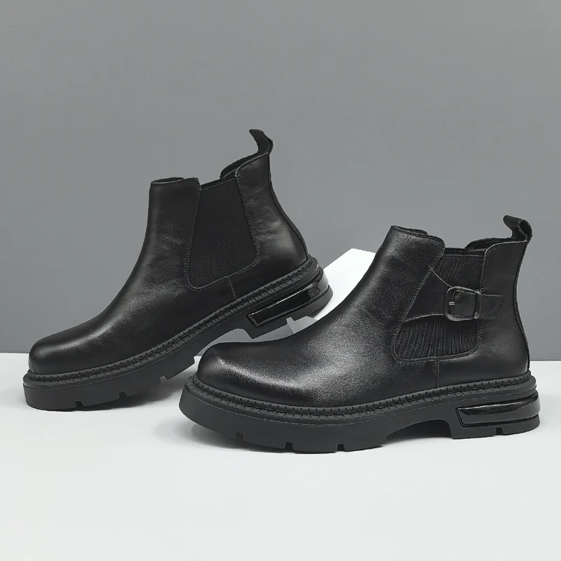 Men Vintage Solid Leather Casual Ankle Boots