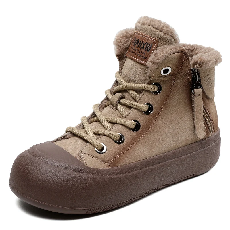 Women Retro Winter Thick Soled Furred Ankle Boots