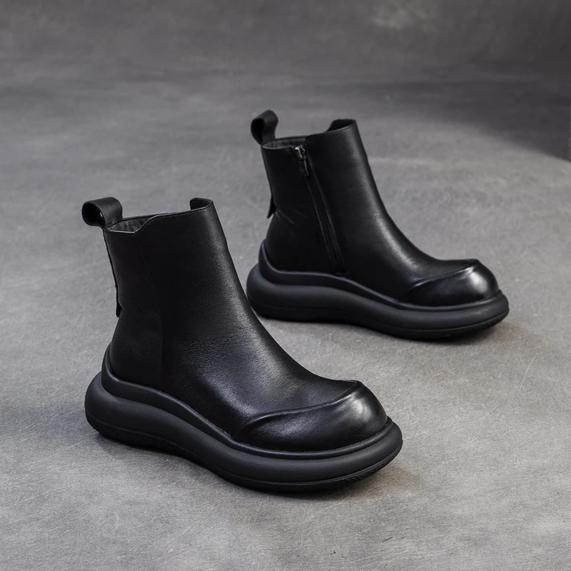 Women Minimalism Leather Casual Ankle Boots