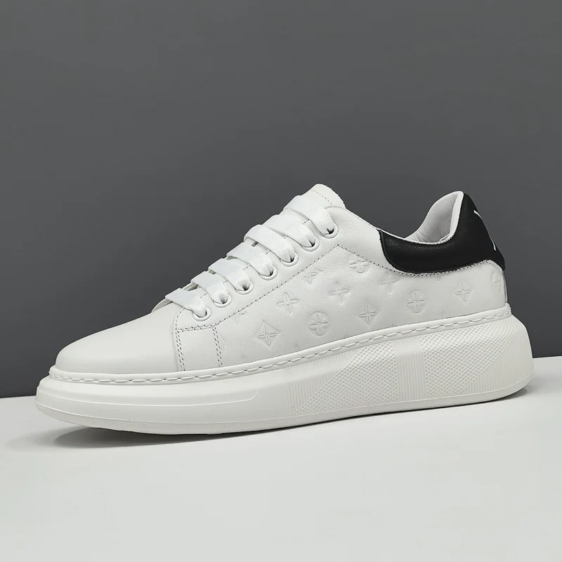 Men Fashion Embossed Leather Casual Court Sneakers