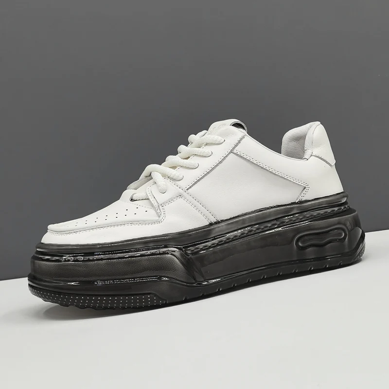 Men Fashion Leather Casual Thick Soled Sneakers